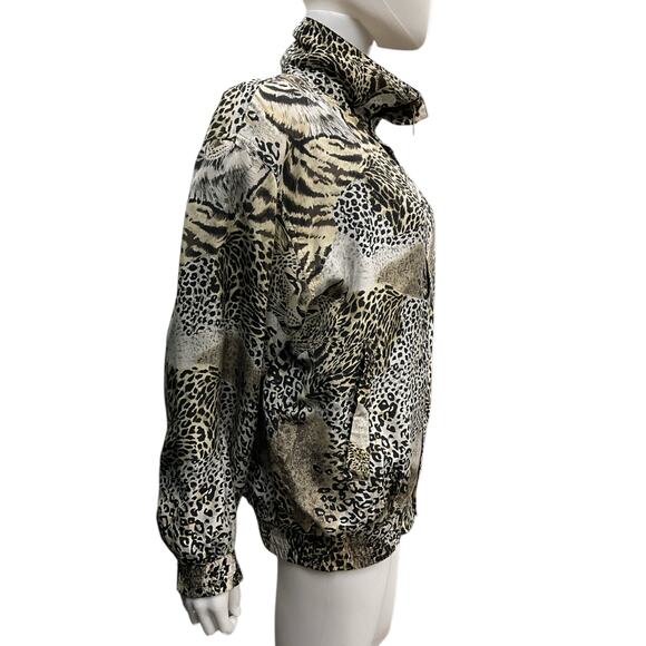 Vintage CoAco Bomber Jacket Women’s Size Medium Leopard/Tiger Print Zip-Up - Picture 2 of 6